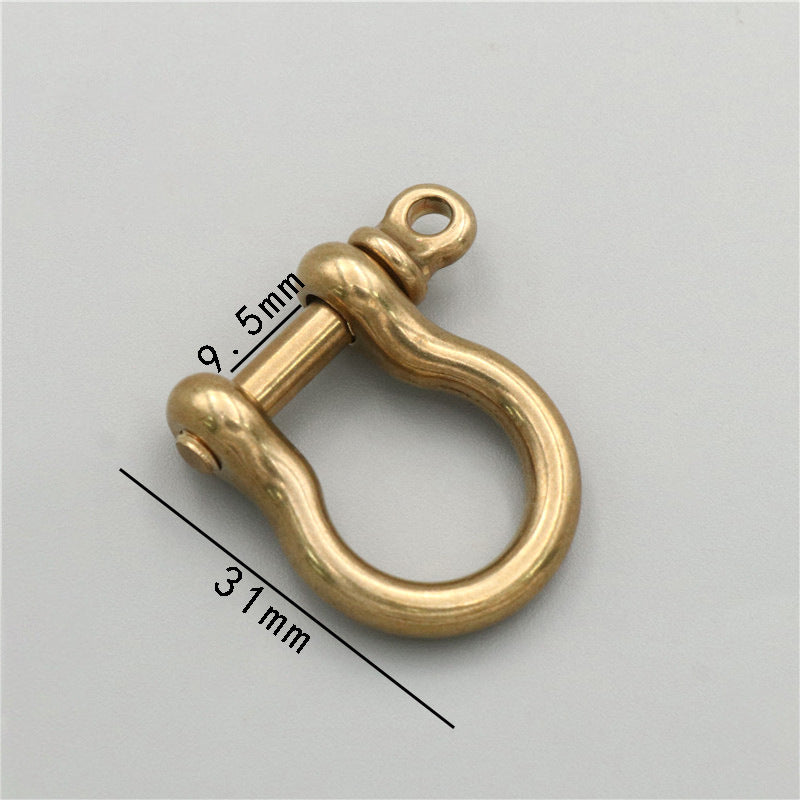 Fashion Detachable Solid Brass Carabiner Dee Ring Screw Webbing Bag Buckles DIY D Ring Welded Gold-1