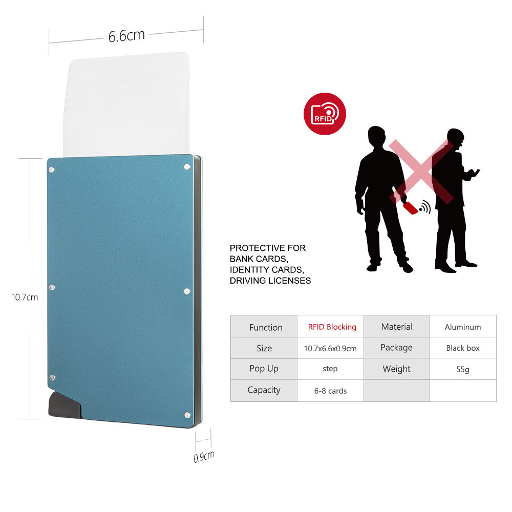 Credit Card Holder Slim Wallet Minimalist Aluminium Rfid Blocking Metal Pop up Aluminum Customized Fashion-1