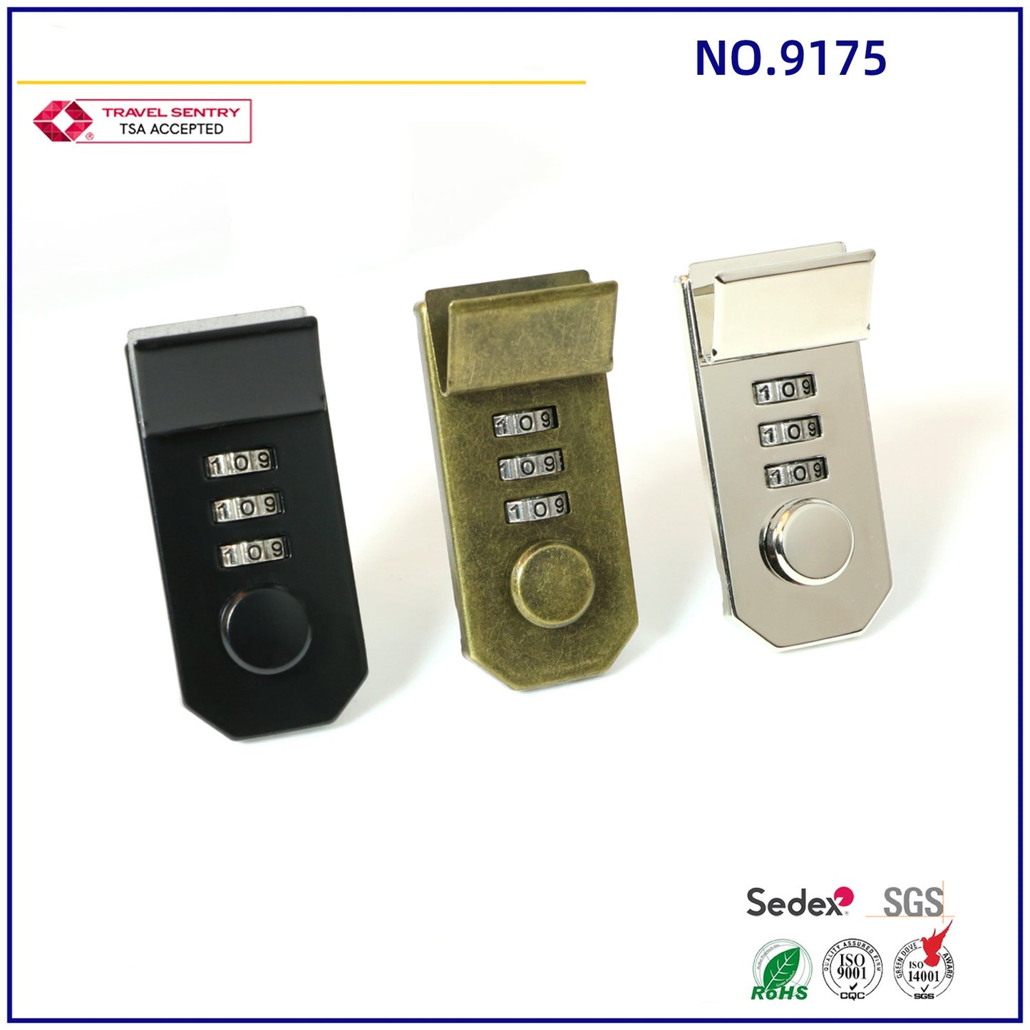 High quality 48*48mm silver 3 digits password handbag briefcase lock for men-1