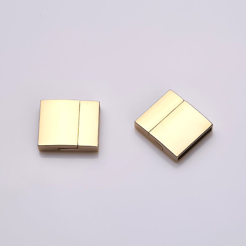 316 furnace real gold plating non-fading stainless steel rectangular magnet buckle diy bracelet necklace leather rope safety buckle-1