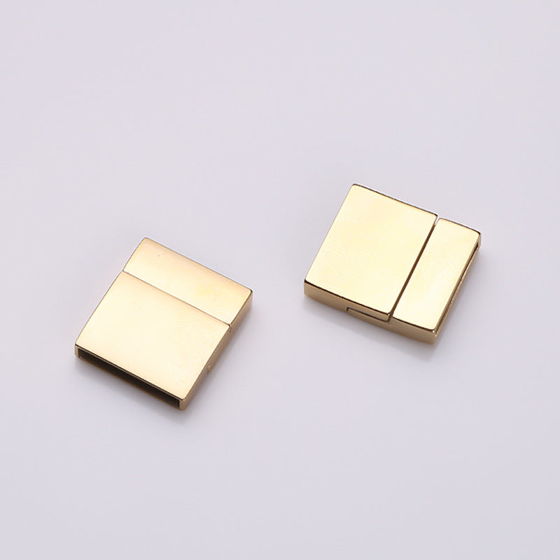 316 furnace real gold plating non-fading stainless steel rectangular magnet buckle diy bracelet necklace leather rope safety buckle-1