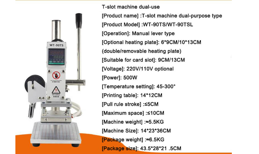 WT-90TSL Digital Hot Foil Stamping Machine Hot Press Machines Manual Embossing Leather Paper Wood Machine