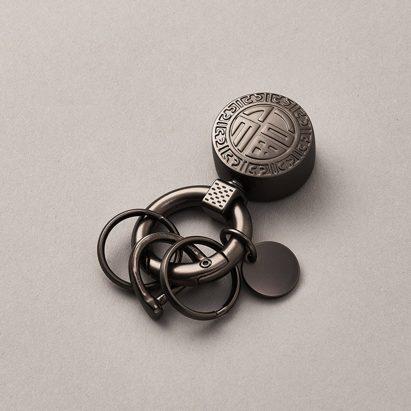 new arrival lucky keychain Custom blank leather matte gold silver gunmetal keyring metal key chain-1