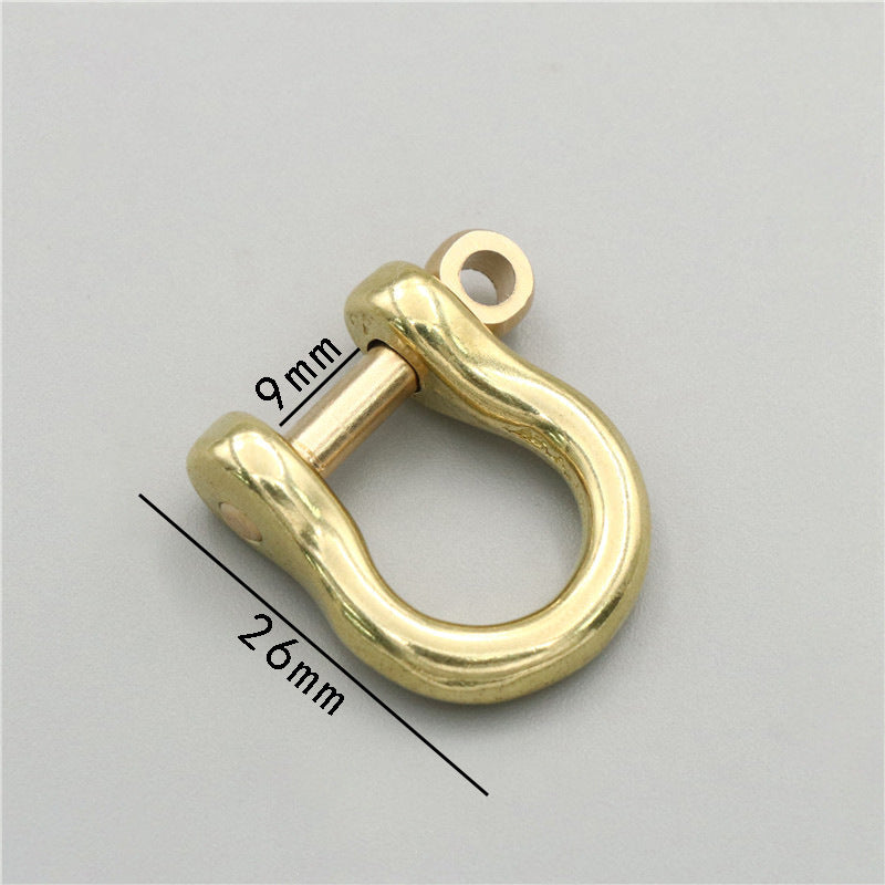 Fashion Detachable Solid Brass Carabiner Dee Ring Screw Webbing Bag Buckles DIY D Ring Welded Gold-1