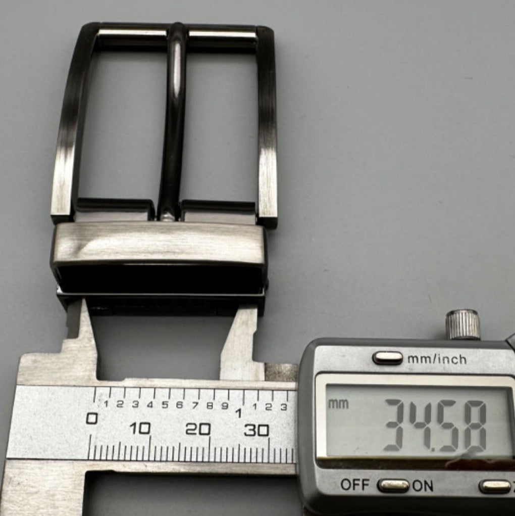 Zinc Alloy New Design 3.5CM Cognac and Gun Metal Reversible Genuine Leather Belts for Men with Rotated Buckle-10