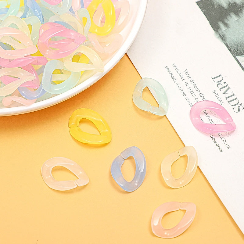 17*23mm hot selling wide fashionable acrylic men luminous Cuban chain necklace frosted plastic transparent crystal accessories -10