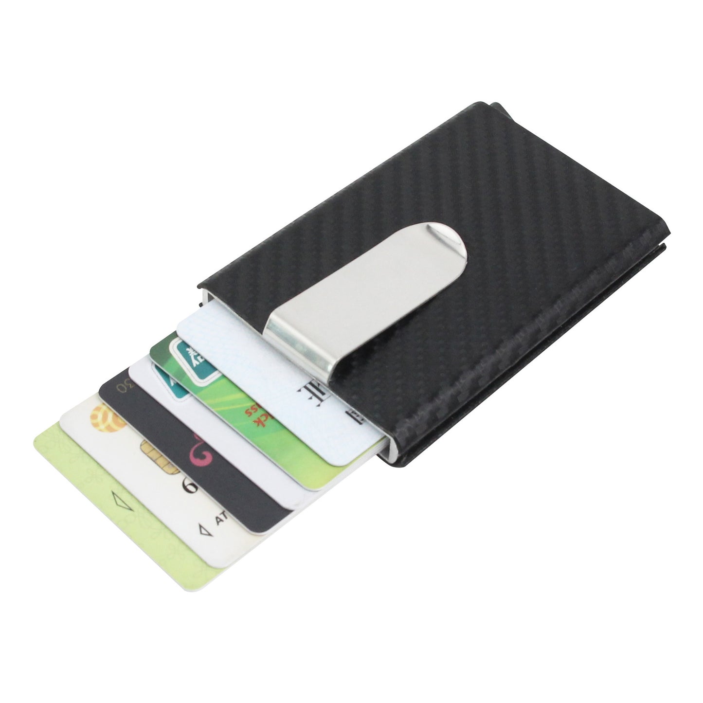 Minimalist Slim Wallet Front Pocket Credit Card Holder for Men Laser Engraving RFID Blocking Auto Pop Up Wallet with Money Clip