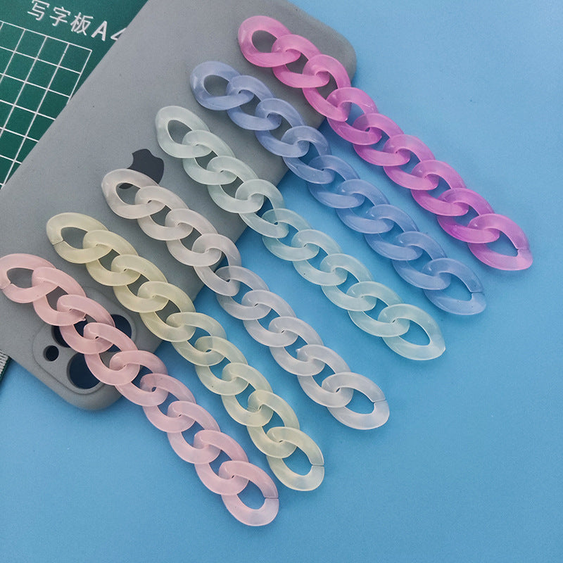 17*23mm hot selling wide fashionable acrylic men luminous Cuban chain necklace frosted plastic transparent crystal accessories -10