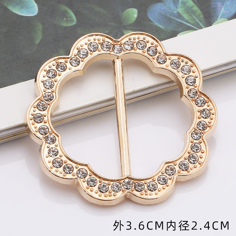 New Arrivals High Quality Fashion Metal Crystal Buckles Belt for Clothes Plastic Pearl Look Buckle Rhinestone-101