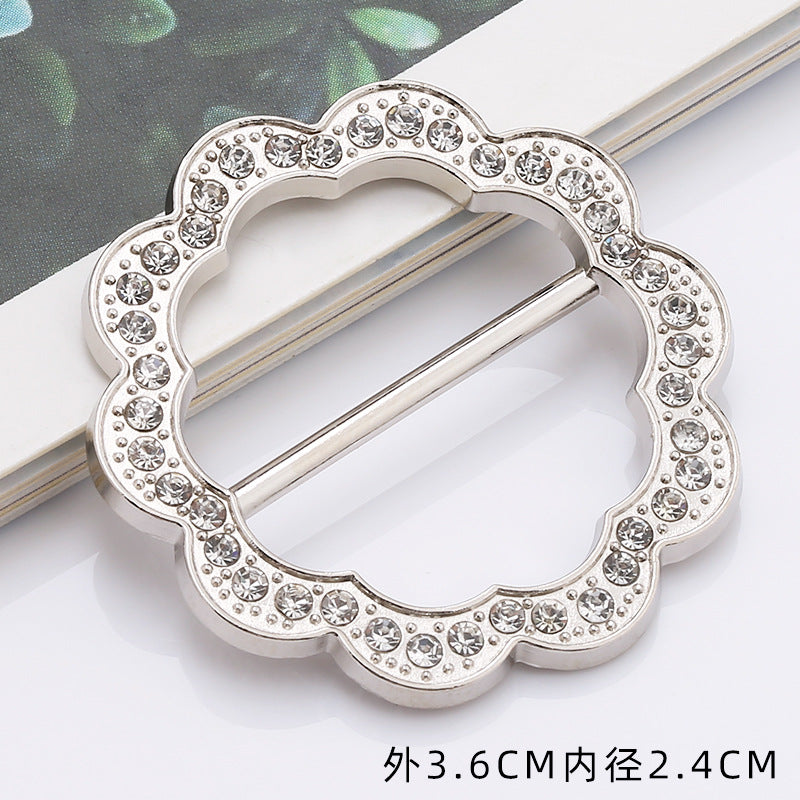 New Arrivals High Quality Fashion Metal Crystal Buckles Belt for Clothes Plastic Pearl Look Buckle Rhinestone-101