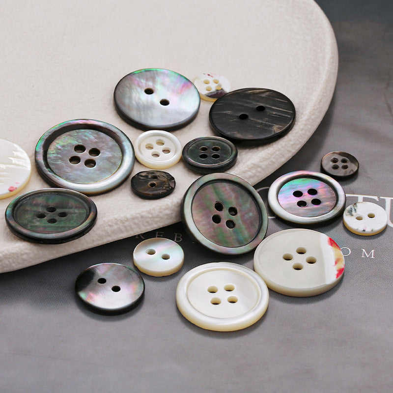 Factory 2/4 Hole Mop Pearl Shell Buttons Round Natural Black Agoya Shell Sewing Fancy Button For Women Clothing-102