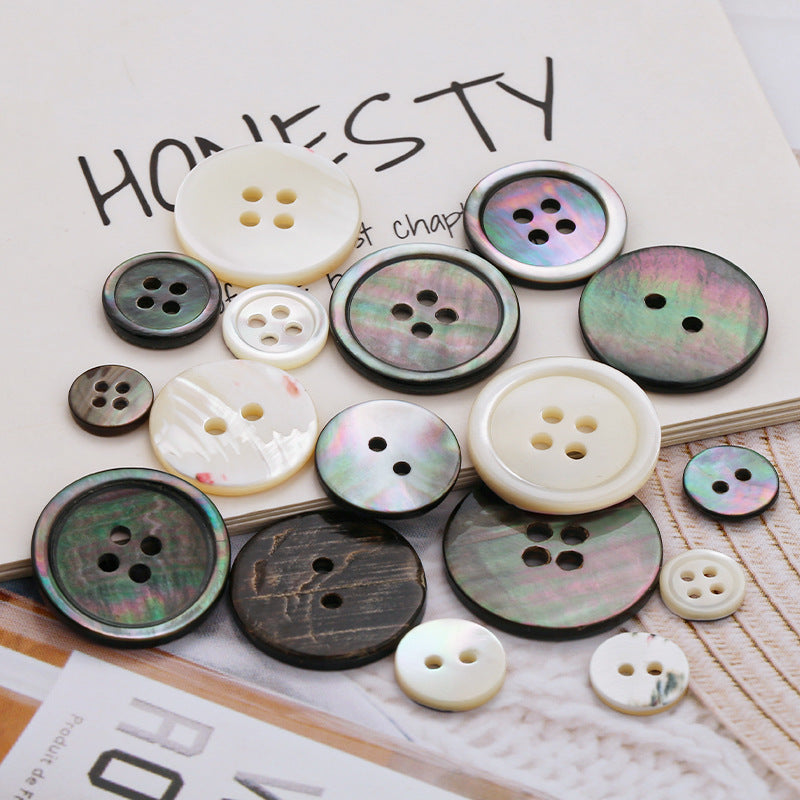Factory 2/4 Hole Mop Pearl Shell Buttons Round Natural Black Agoya Shell Sewing Fancy Button For Women Clothing-102