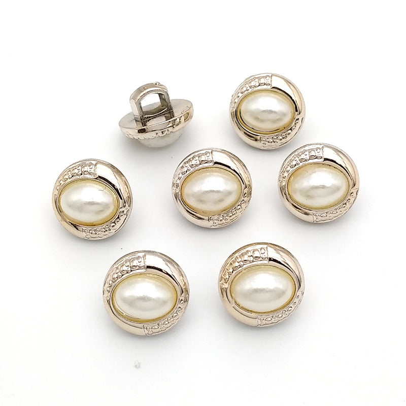 High Quality Custom Metal Pearl Shank Buttons Rhinestone Button for Women Coat and Jacket-109
