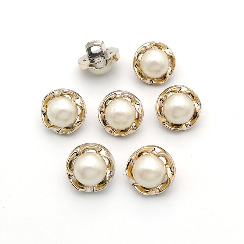 High Quality Custom Metal Pearl Shank Buttons Rhinestone Button for Women Coat and Jacket-109