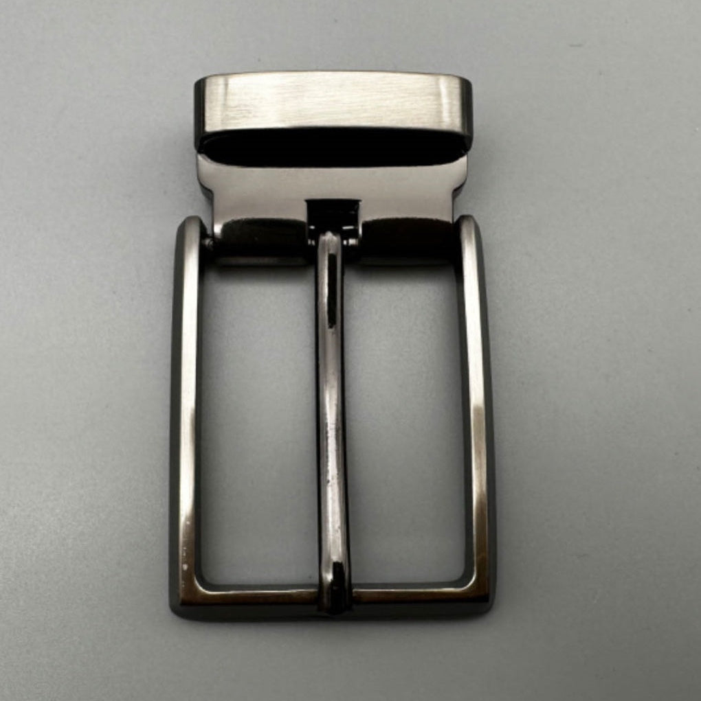 Zinc Alloy Custom Men's Black Brown Double Side Reversible Rotated Buckle Genuine Leather Men Dress Belt-11