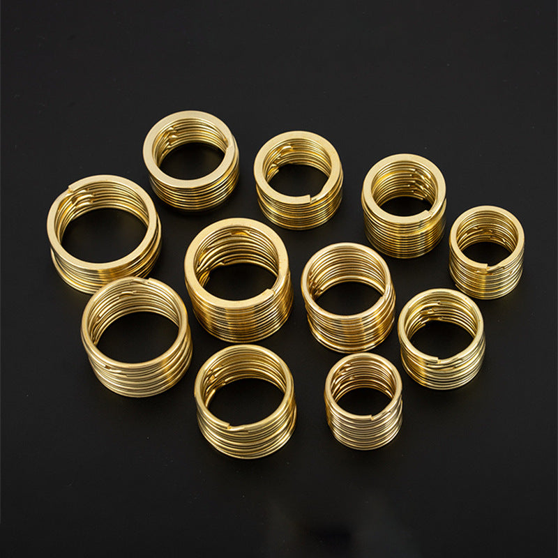 High quality custom metal round gold keyring split flat raw brass key ring 20-25-28-32-38-40mm-11