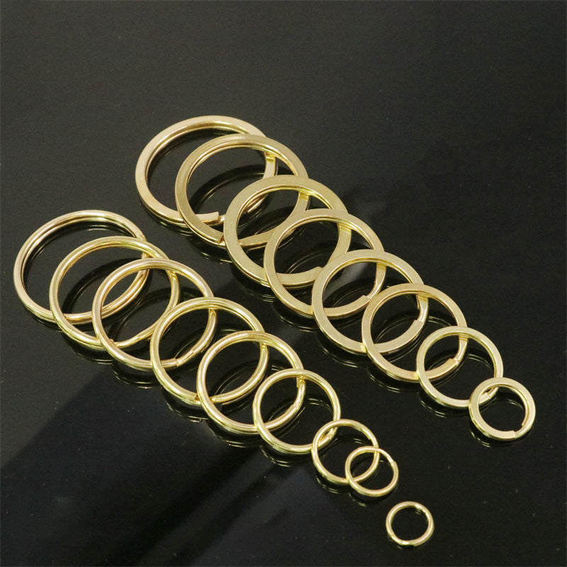 High quality custom metal round gold keyring split flat raw brass key ring 20-25-28-32-38-40mm-11