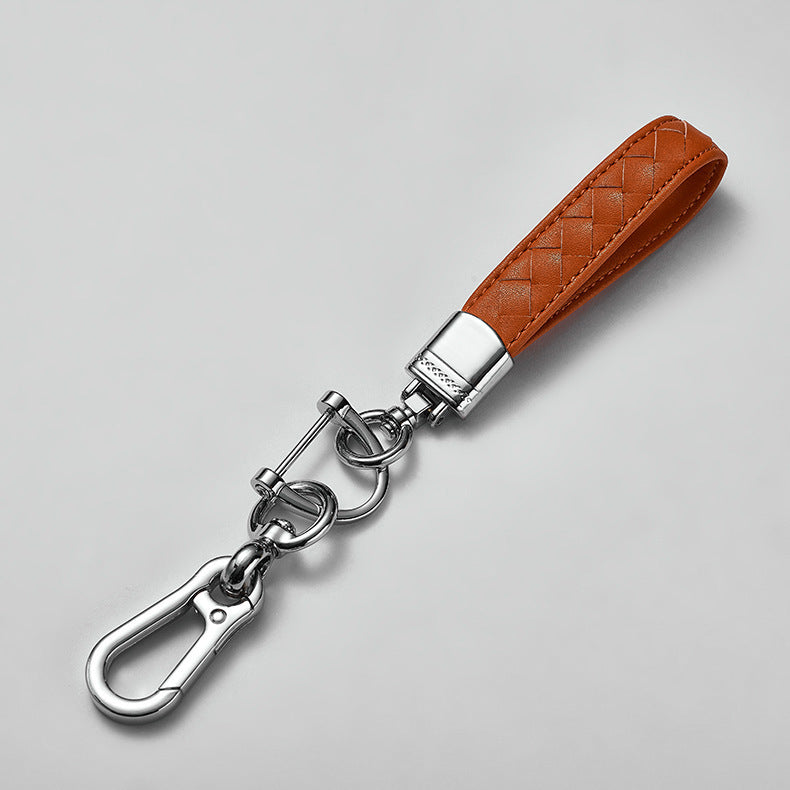 Promotional High-quality 360 Degree Rotatable Snap Swivel Anti-lost Genuine Leather Car Keychains-119