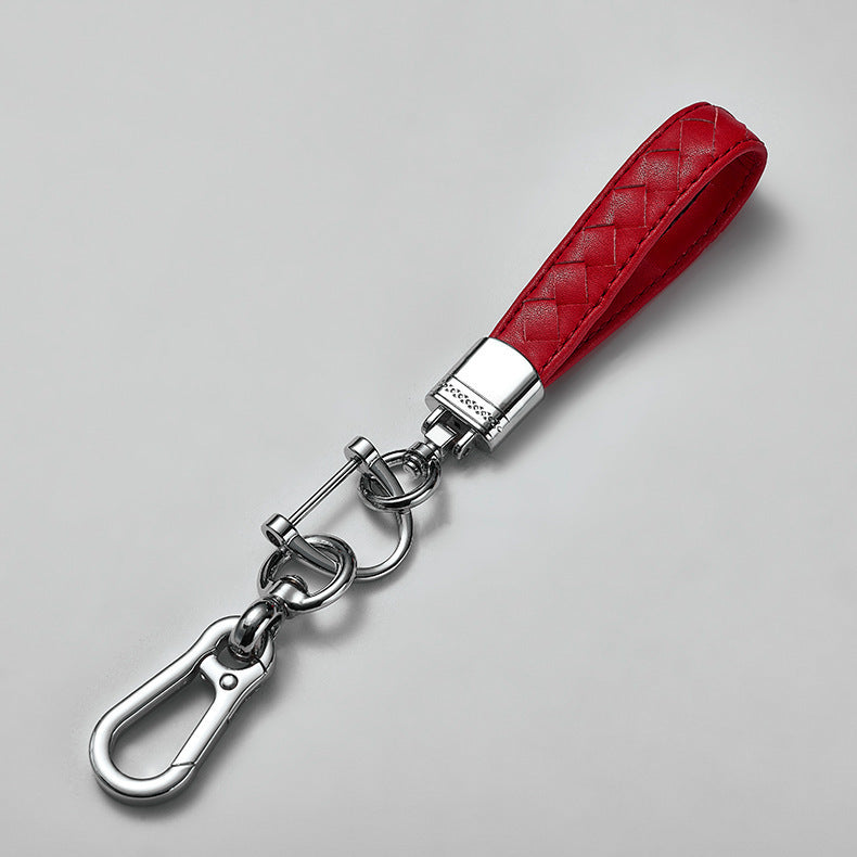 Promotional High-quality 360 Degree Rotatable Snap Swivel Anti-lost Genuine Leather Car Keychains-119