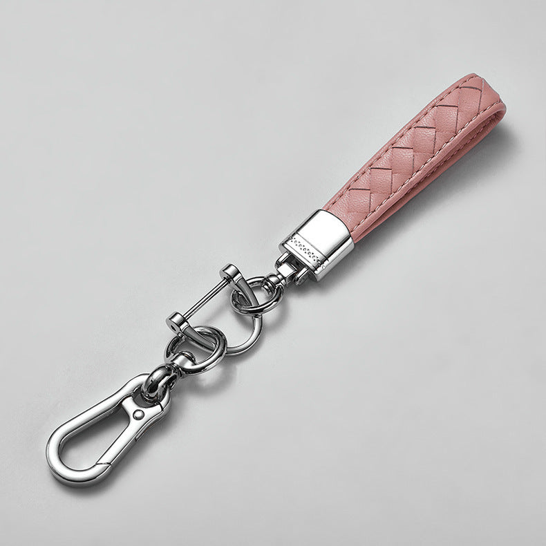 Promotional High-quality 360 Degree Rotatable Snap Swivel Anti-lost Genuine Leather Car Keychains-119