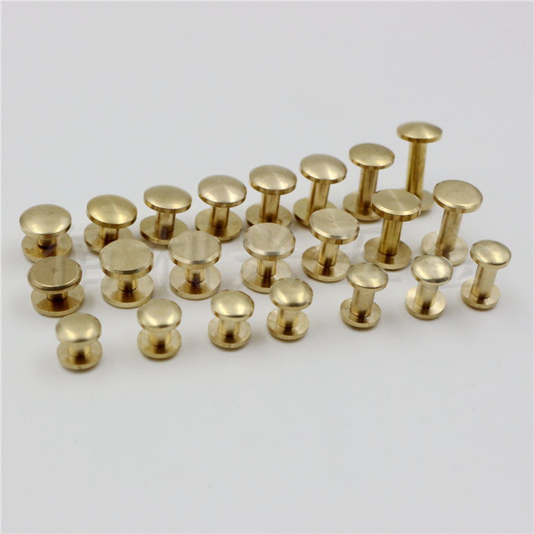Solid Brass Binding Chicago Screws Nail Stud Rivets For Photo Album Leather Craft Studs Belt Wallet Fasteners 8mm Flat Cap-12