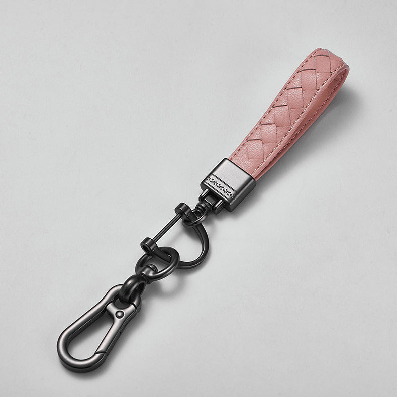 New leather keychain with Anti-lost hardware buckle car key chain custom logo-120
