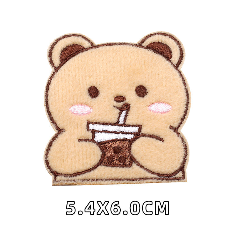 Computer Embroidery Iron on Applique Cute Cartoon Bear Patches Custom Embroidered Patches for Baby Clothes - one parcel embroidery cloth sticker-121