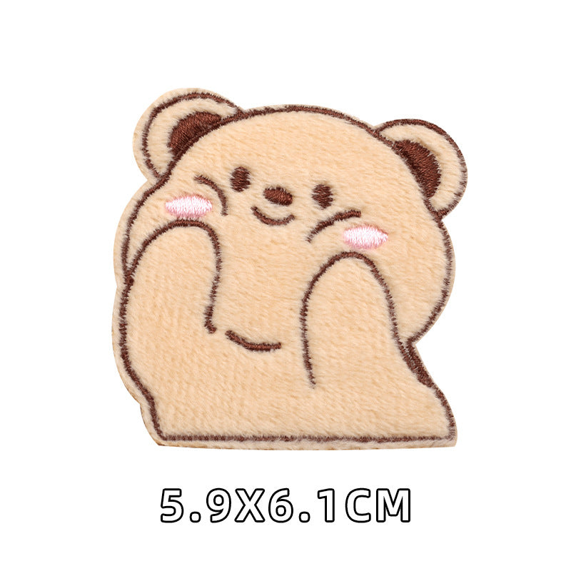 Computer Embroidery Iron on Applique Cute Cartoon Bear Patches Custom Embroidered Patches for Baby Clothes - one parcel embroidery cloth sticker-121