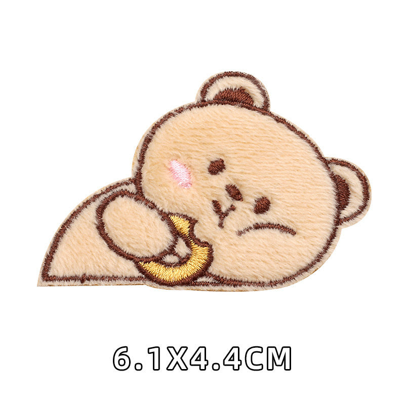 Computer Embroidery Iron on Applique Cute Cartoon Bear Patches Custom Embroidered Patches for Baby Clothes - one parcel embroidery cloth sticker-121