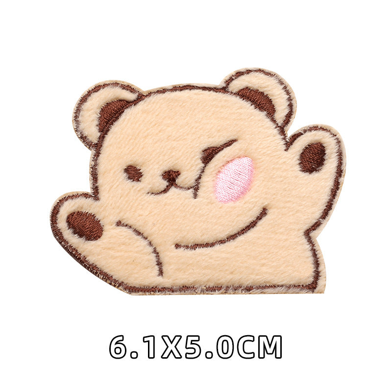 Computer Embroidery Iron on Applique Cute Cartoon Bear Patches Custom Embroidered Patches for Baby Clothes - one parcel embroidery cloth sticker-121