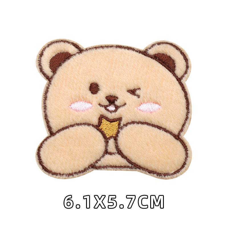 Computer Embroidery Iron on Applique Cute Cartoon Bear Patches Custom Embroidered Patches for Baby Clothes - one parcel embroidery cloth sticker-121