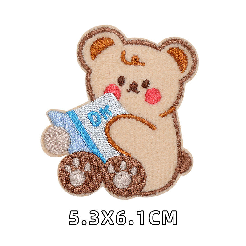 Computer Embroidery Iron on Applique Cute Cartoon Bear Patches Custom Embroidered Patches for Baby Clothes - one parcel embroidery cloth sticker-121