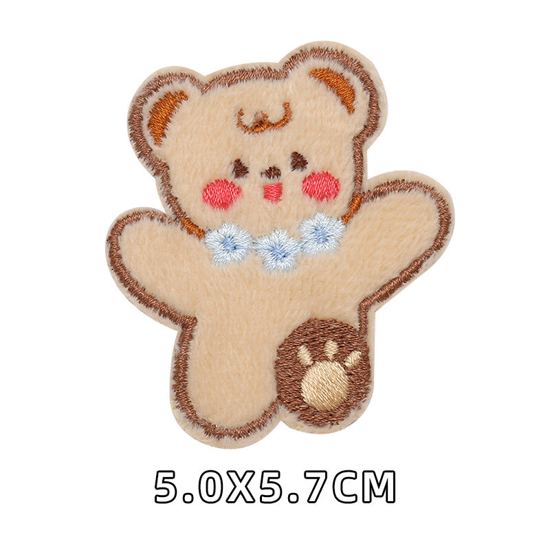 Computer Embroidery Iron on Applique Cute Cartoon Bear Patches Custom Embroidered Patches for Baby Clothes - one parcel embroidery cloth sticker-121