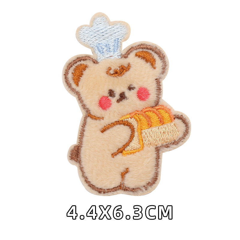 Computer Embroidery Iron on Applique Cute Cartoon Bear Patches Custom Embroidered Patches for Baby Clothes - one parcel embroidery cloth sticker-121