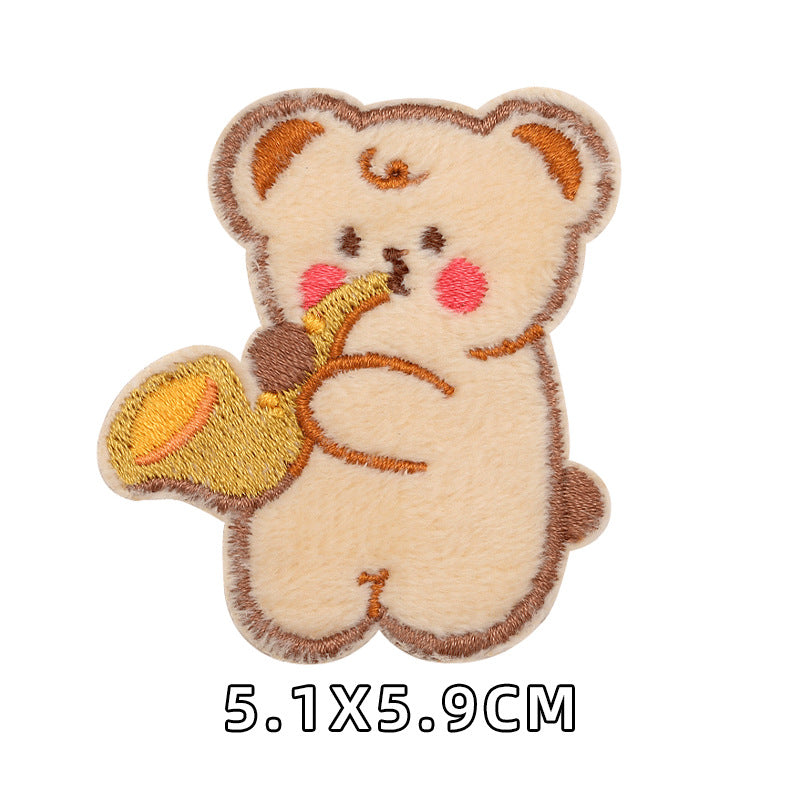 Computer Embroidery Iron on Applique Cute Cartoon Bear Patches Custom Embroidered Patches for Baby Clothes - one parcel embroidery cloth sticker-121