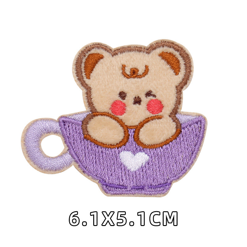 Computer Embroidery Iron on Applique Cute Cartoon Bear Patches Custom Embroidered Patches for Baby Clothes - one parcel embroidery cloth sticker-121