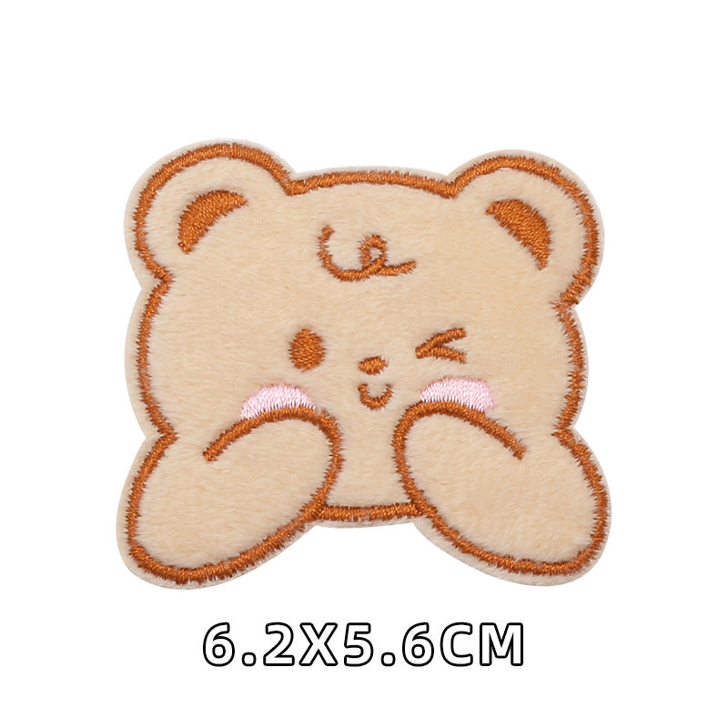 Computer Embroidery Iron on Applique Cute Cartoon Bear Patches Custom Embroidered Patches for Baby Clothes - one parcel embroidery cloth sticker-121
