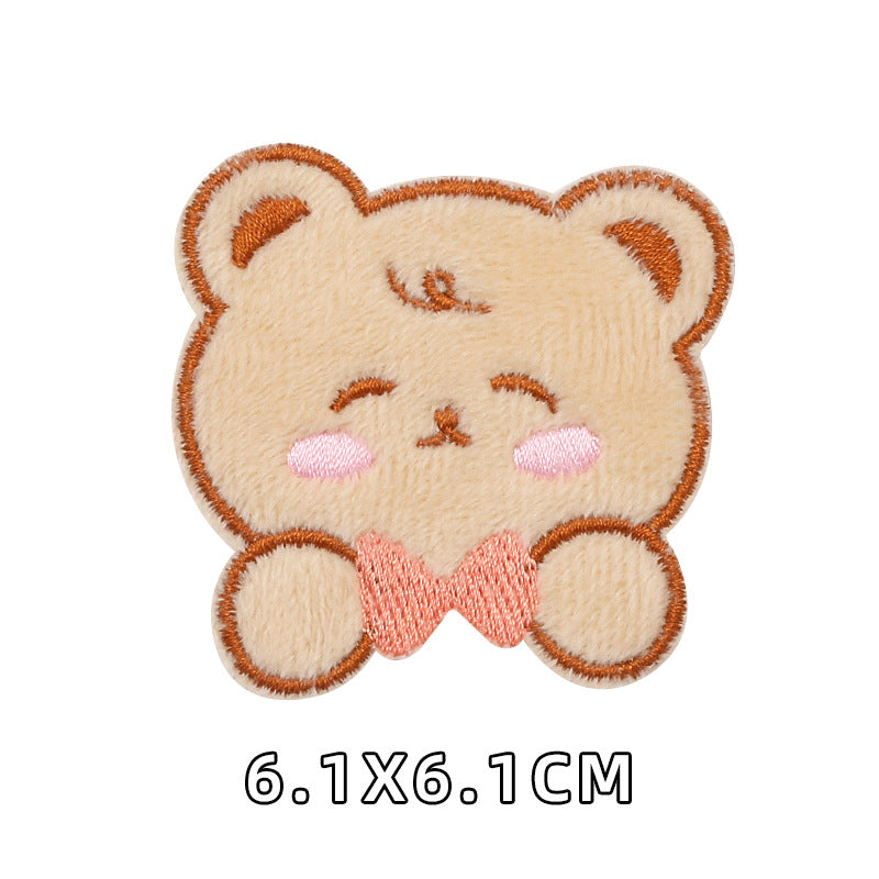 Computer Embroidery Iron on Applique Cute Cartoon Bear Patches Custom Embroidered Patches for Baby Clothes - one parcel embroidery cloth sticker-121