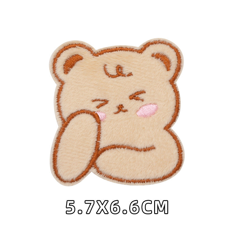 Computer Embroidery Iron on Applique Cute Cartoon Bear Patches Custom Embroidered Patches for Baby Clothes - one parcel embroidery cloth sticker-121