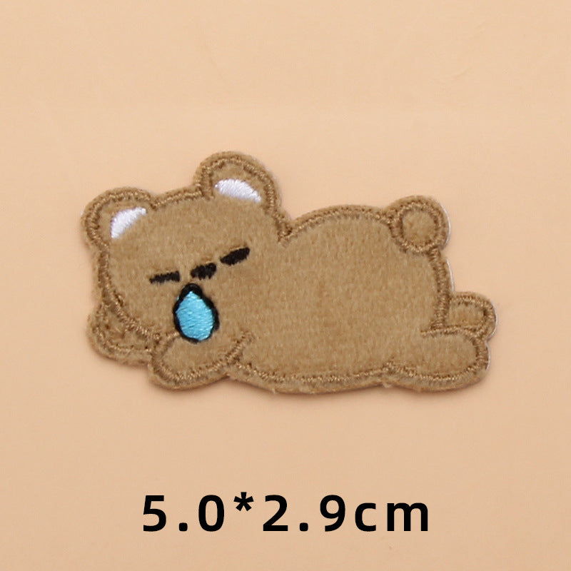 Computer Embroidery Iron on Applique Cute Cartoon Bear Patches Custom Embroidered Patches for Baby Clothes - one parcel embroidery cloth sticker-121