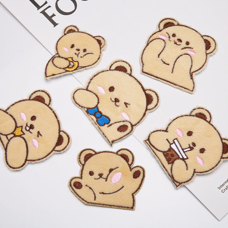 Computer Embroidery Iron on Applique Cute Cartoon Bear Patches Custom Embroidered Patches for Baby Clothes - one parcel embroidery cloth sticker-121