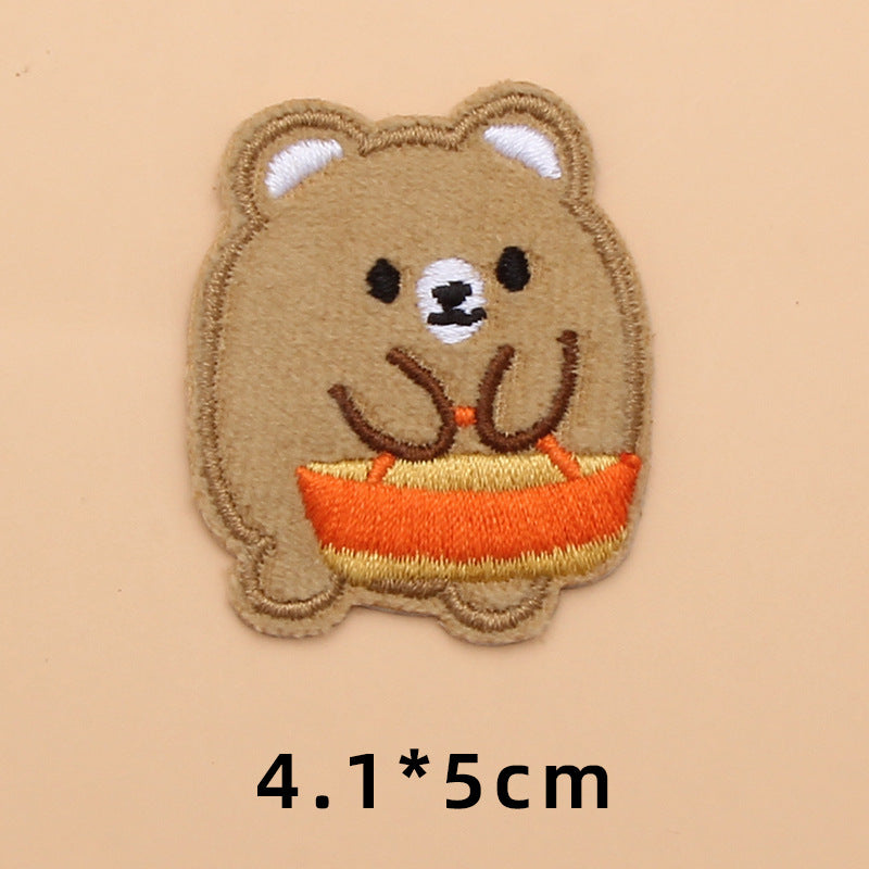 Computer Embroidery Iron on Applique Cute Cartoon Bear Patches Custom Embroidered Patches for Baby Clothes - one parcel embroidery cloth sticker-121