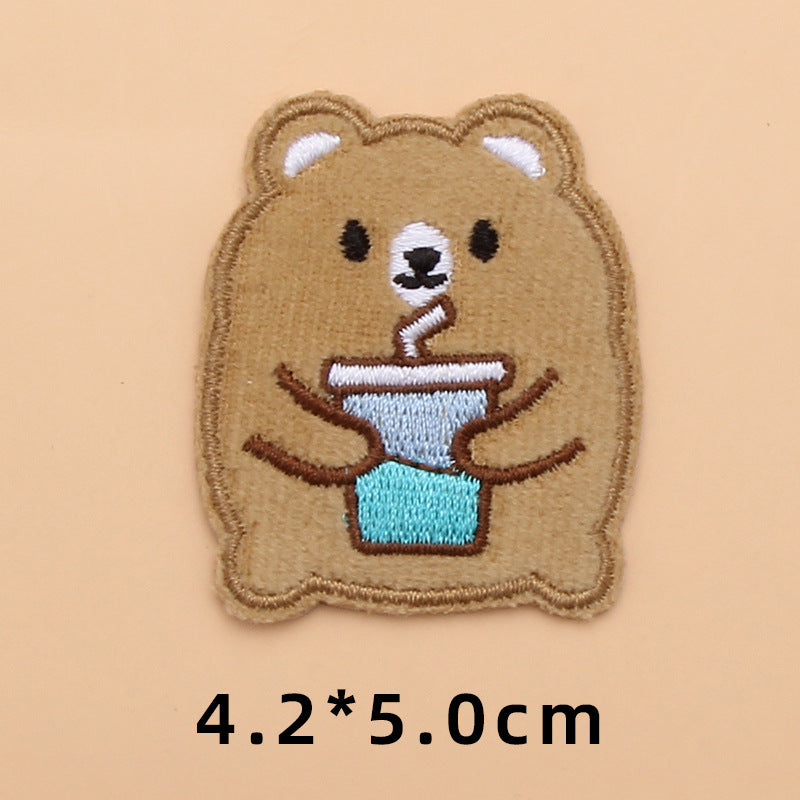 Computer Embroidery Iron on Applique Cute Cartoon Bear Patches Custom Embroidered Patches for Baby Clothes - one parcel embroidery cloth sticker-121
