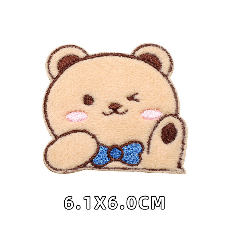 Computer Embroidery Iron on Applique Cute Cartoon Bear Patches Custom Embroidered Patches for Baby Clothes - one parcel embroidery cloth sticker-121