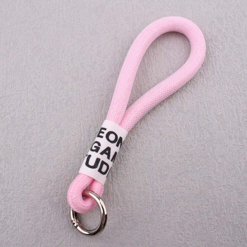Fashion Gradient Full Protection Headphone Carrying Case Custom Short Wrist Braided Rope String Strap with Mesh Lanyard Jacquard-122