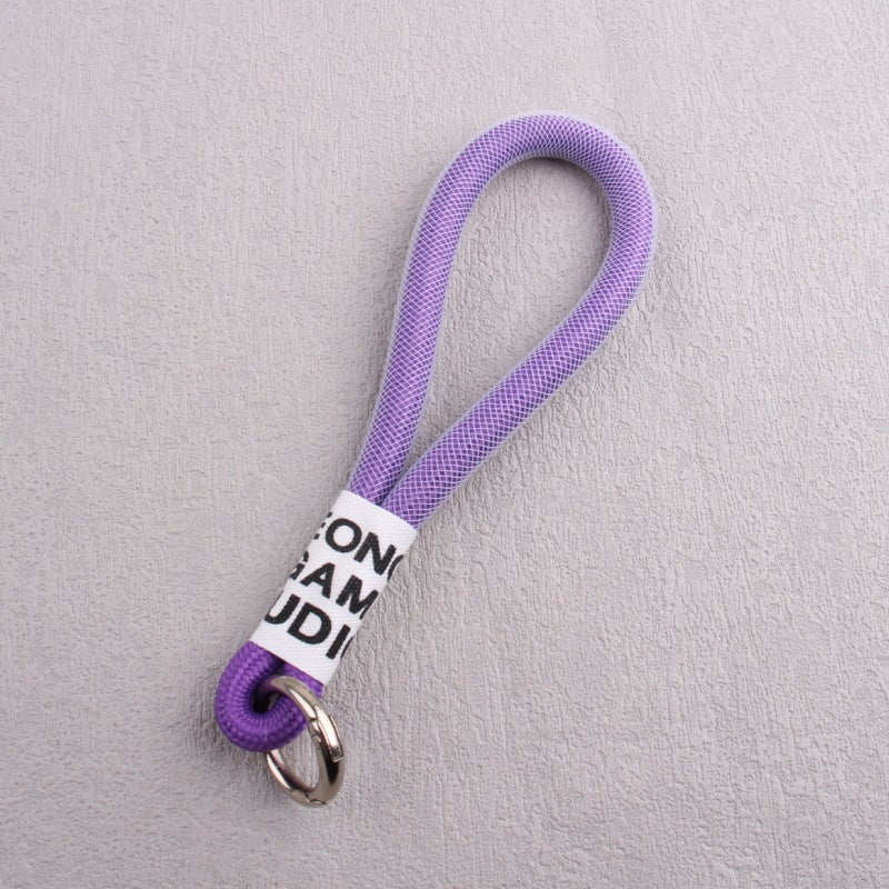Fashion Gradient Full Protection Headphone Carrying Case Custom Short Wrist Braided Rope String Strap with Mesh Lanyard Jacquard-122