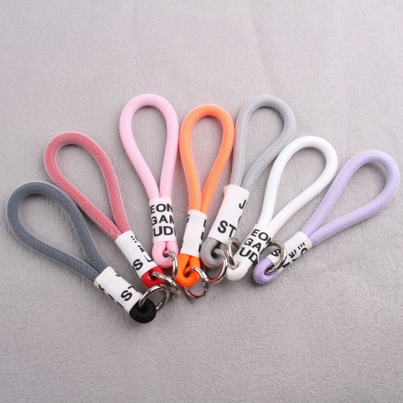 Fashion Gradient Full Protection Headphone Carrying Case Custom Short Wrist Braided Rope String Strap with Mesh Lanyard Jacquard-122