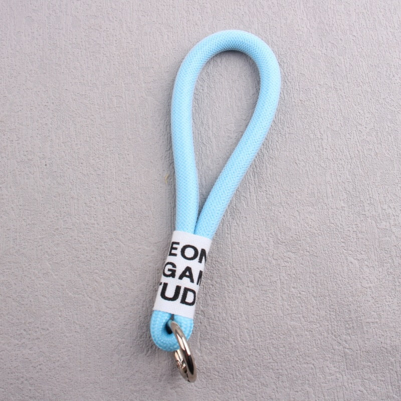 Fashion Gradient Full Protection Headphone Carrying Case Custom Short Wrist Braided Rope String Strap with Mesh Lanyard Jacquard-122