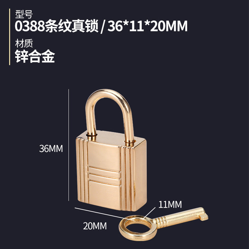 Zinc alloy light gold small key lock hand bag accessory for purse-13