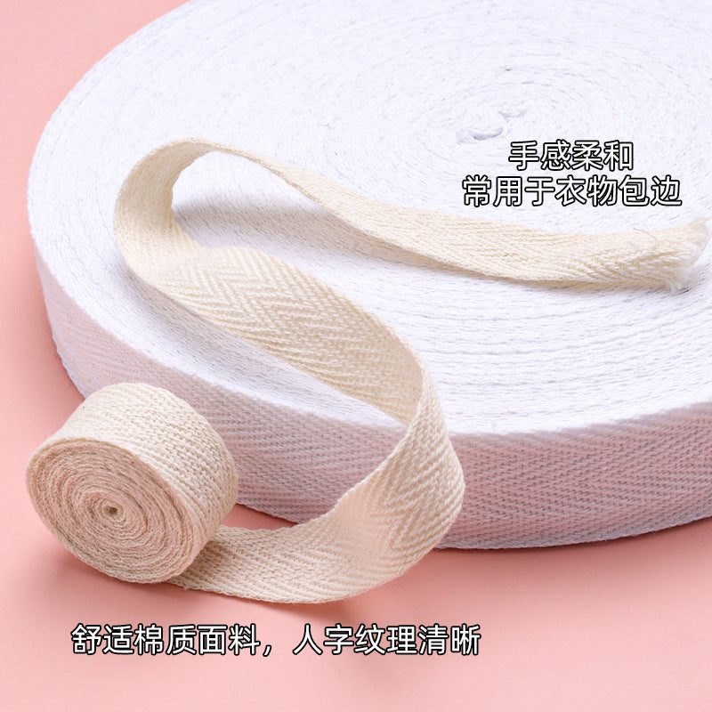 Recycled Cotton Twill Cotton Binding Tape Webbing Herringbone Ribbon Webbing for Clothes Accessories Custom Natural Custom Logo-132